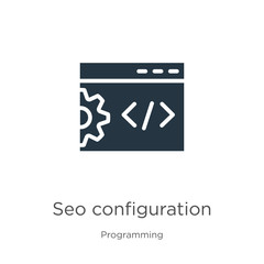 Seo configuration icon vector. Trendy flat seo configuration icon from programming collection isolated on white background. Vector illustration can be used for web and mobile graphic design, logo,