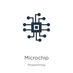 Obraz premium Microchip icon vector. Trendy flat microchip icon from programming collection isolated on white background. Vector illustration can be used for web and mobile graphic design, logo, eps10