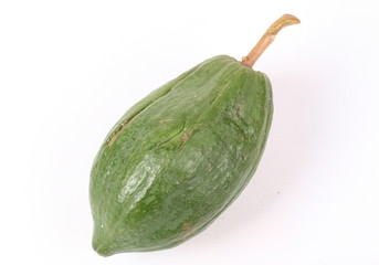 Green papaya on white background