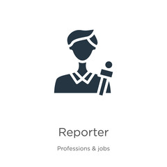 Reporter icon vector. Trendy flat reporter icon from professions & jobs collection isolated on white background. Vector illustration can be used for web and mobile graphic design, logo, eps10