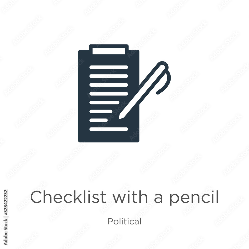 Poster checklist with a pencil icon vector. trendy flat checklist with a pencil icon from political collect