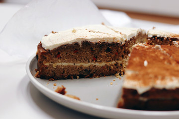 piece of carrot cake on a plate