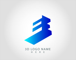 3D E letter logo design vector