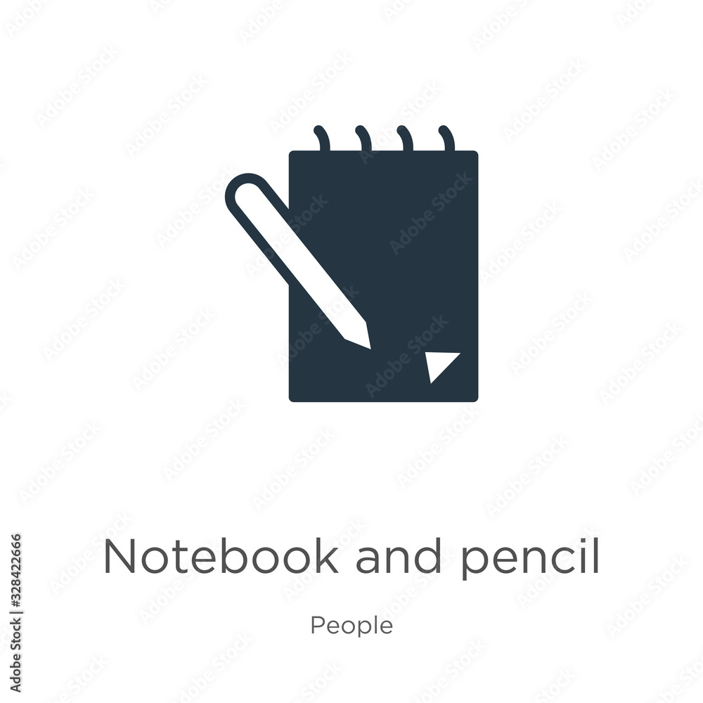 Poster notebook and pencil icon vector. trendy flat notebook and pencil icon from people collection isolate