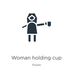 Woman holding cup icon vector. Trendy flat woman holding cup icon from people collection isolated on white background. Vector illustration can be used for web and mobile graphic design, logo, eps10