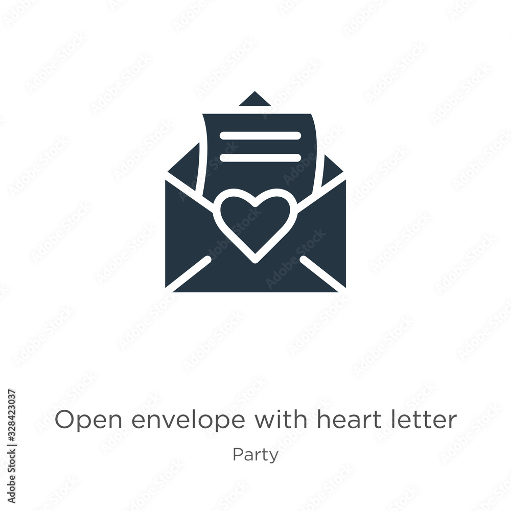 Poster open envelope with heart letter icon vector. trendy flat open envelope with heart letter icon from p