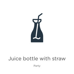 Juice bottle with straw icon vector. Trendy flat juice bottle with straw icon from party collection isolated on white background. Vector illustration can be used for web and mobile graphic design,