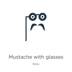 Mustache with glasses icon vector. Trendy flat mustache with glasses icon from party collection isolated on white background. Vector illustration can be used for web and mobile graphic design, logo,