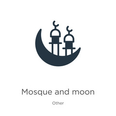Mosque and moon icon vector. Trendy flat mosque and moon icon from other collection isolated on white background. Vector illustration can be used for web and mobile graphic design, logo, eps10