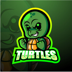 Turtle mascot esport logo design © frescostudio