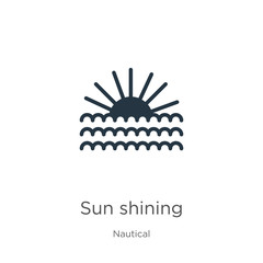 Sun shining icon vector. Trendy flat sun shining icon from nautical collection isolated on white background. Vector illustration can be used for web and mobile graphic design, logo, eps10