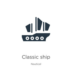 Classic ship icon vector. Trendy flat classic ship icon from nautical collection isolated on white background. Vector illustration can be used for web and mobile graphic design, logo, eps10