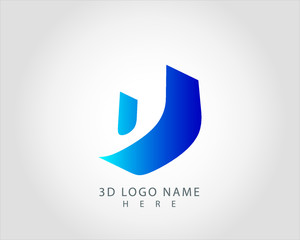 3D U letter logo design vector