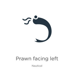 Prawn facing left icon vector. Trendy flat prawn facing left icon from nautical collection isolated on white background. Vector illustration can be used for web and mobile graphic design, logo, eps10