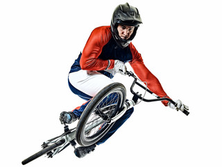 BMX racer man silhouette isolated white background