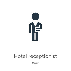 Hotel receptionist icon vector. Trendy flat hotel receptionist icon from music collection isolated on white background. Vector illustration can be used for web and mobile graphic design, logo, eps10