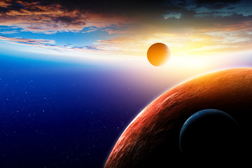 Abstract planets and space background