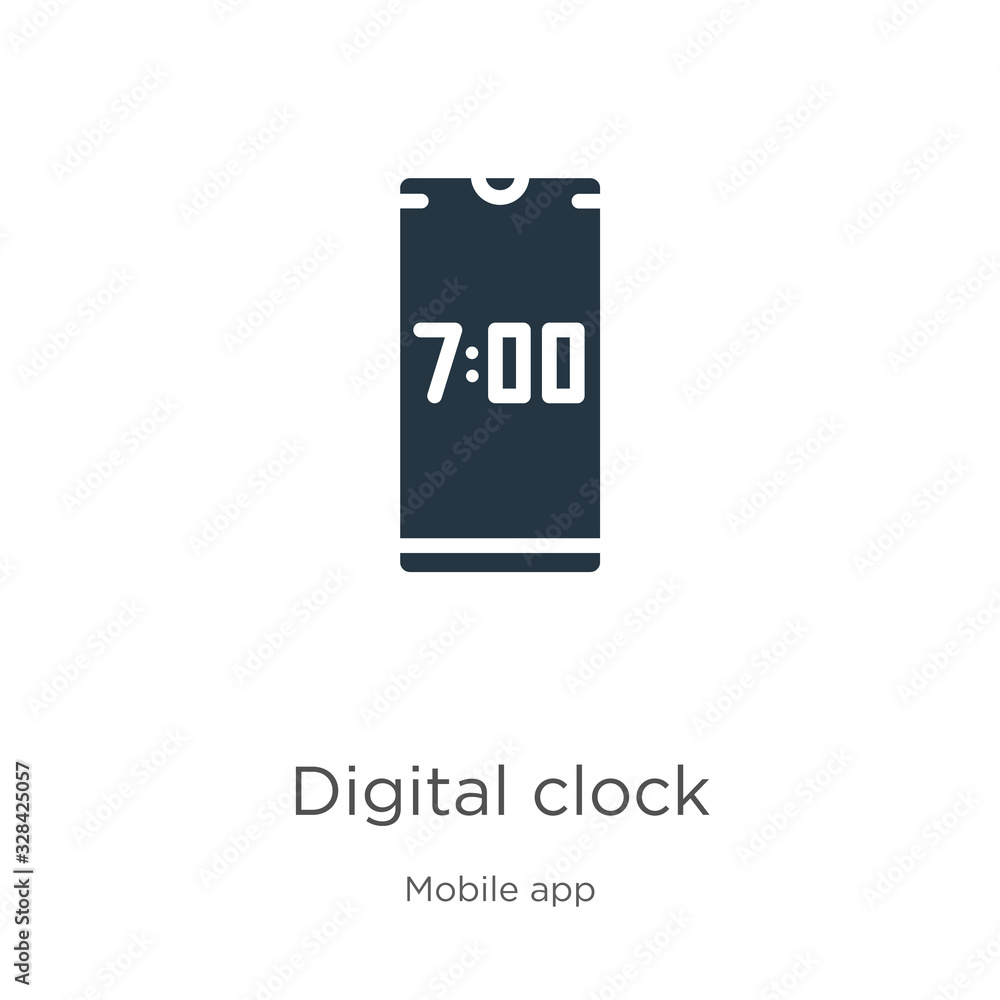 Poster digital clock icon vector. trendy flat digital clock icon from mobile app collection isolated on whi
