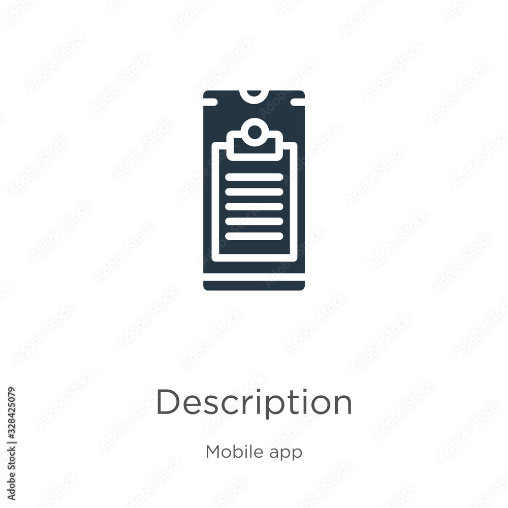 Poster description icon vector. trendy flat description icon from mobile app collection isolated on white b