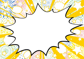 花火　吹出し　集中線　スター	