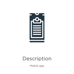 Description icon vector. Trendy flat description icon from mobile app collection isolated on white background. Vector illustration can be used for web and mobile graphic design, logo, eps10