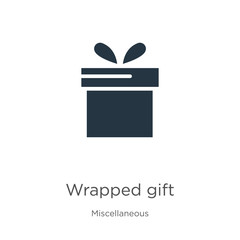 Wrapped gift icon vector. Trendy flat wrapped gift icon from miscellaneous collection isolated on white background. Vector illustration can be used for web and mobile graphic design, logo, eps10
