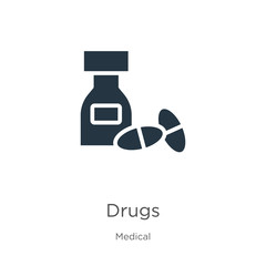 Drugs icon vector. Trendy flat drugs icon from medical collection isolated on white background. Vector illustration can be used for web and mobile graphic design, logo, eps10