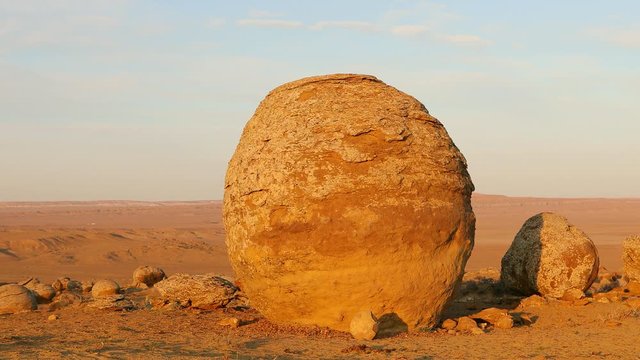 Mangystau round ball and sunset 
