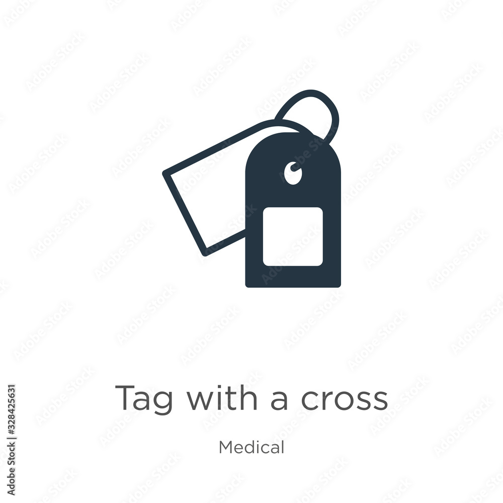 Poster tag with a cross icon vector. trendy flat tag with a cross icon from medical collection isolated on 