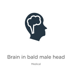 Brain in bald male head icon vector. Trendy flat brain in bald male head icon from medical collection isolated on white background. Vector illustration can be used for web and mobile graphic design,
