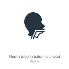 Mouth tube in bald male head icon vector. Trendy flat mouth tube in bald male head icon from medical collection isolated on white background. Vector illustration can be used for web and mobile graphic