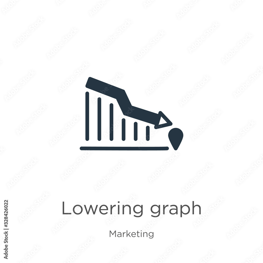 Poster lowering graph icon vector. trendy flat lowering graph icon from marketing collection isolated on wh