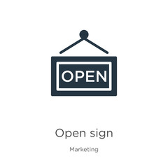 Open sign icon vector. Trendy flat open sign icon from marketing collection isolated on white background. Vector illustration can be used for web and mobile graphic design, logo, eps10