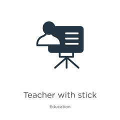Teacher with stick icon vector. Trendy flat teacher with stick icon from education collection isolated on white background. Vector illustration can be used for web and mobile graphic design, logo,