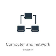 Computer and network icon vector. Trendy flat computer and network icon from education collection isolated on white background. Vector illustration can be used for web and mobile graphic design, logo,
