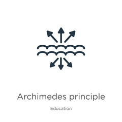 Obraz premium Archimedes principle icon vector. Trendy flat archimedes principle icon from education collection isolated on white background. Vector illustration can be used for web and mobile graphic design, logo,