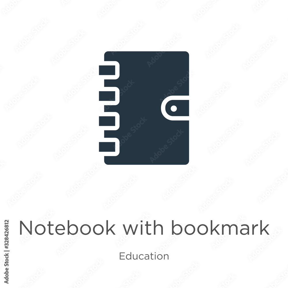 Poster notebook with bookmark icon vector. trendy flat notebook with bookmark icon from education collectio