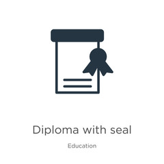 Diploma with seal icon vector. Trendy flat diploma with seal icon from education collection isolated on white background. Vector illustration can be used for web and mobile graphic design, logo, eps10