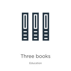 Three books icon vector. Trendy flat three books icon from education collection isolated on white background. Vector illustration can be used for web and mobile graphic design, logo, eps10