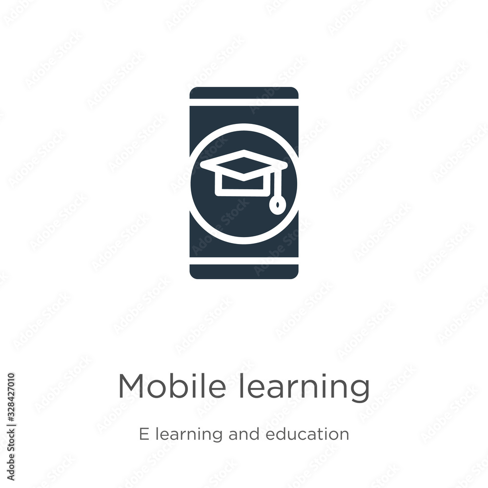 Poster mobile learning icon vector. trendy flat mobile learning icon from e learning and education collecti