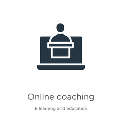 Online coaching icon vector. Trendy flat online coaching icon from e learning and education collection isolated on white background. Vector illustration can be used for web and mobile graphic design,