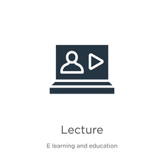 Lecture icon vector. Trendy flat lecture icon from e learning and education collection isolated on white background. Vector illustration can be used for web and mobile graphic design, logo, eps10