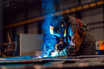 Professional welder with protection mask