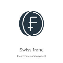 Obraz premium Swiss franc icon vector. Trendy flat swiss franc icon from e commerce and payment collection isolated on white background. Vector illustration can be used for web and mobile graphic design, logo,
