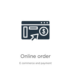 Online order icon vector. Trendy flat online order icon from e commerce and payment collection isolated on white background. Vector illustration can be used for web and mobile graphic design, logo,
