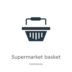 Supermarket basket icon vector. Trendy flat supermarket basket icon from commerce collection isolated on white background. Vector illustration can be used for web and mobile graphic design, logo,