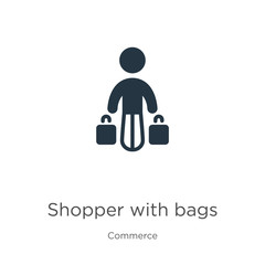 Shopper with bags icon vector. Trendy flat shopper with bags icon from commerce collection isolated on white background. Vector illustration can be used for web and mobile graphic design, logo, eps10