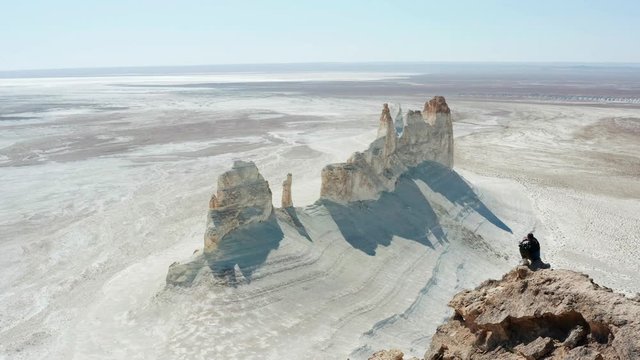 drone Mangystau white landscape in Kazakhstan