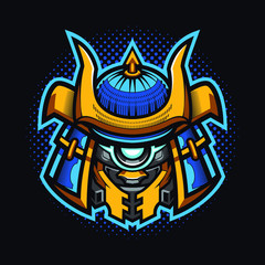 Shogun robot head mascot logo