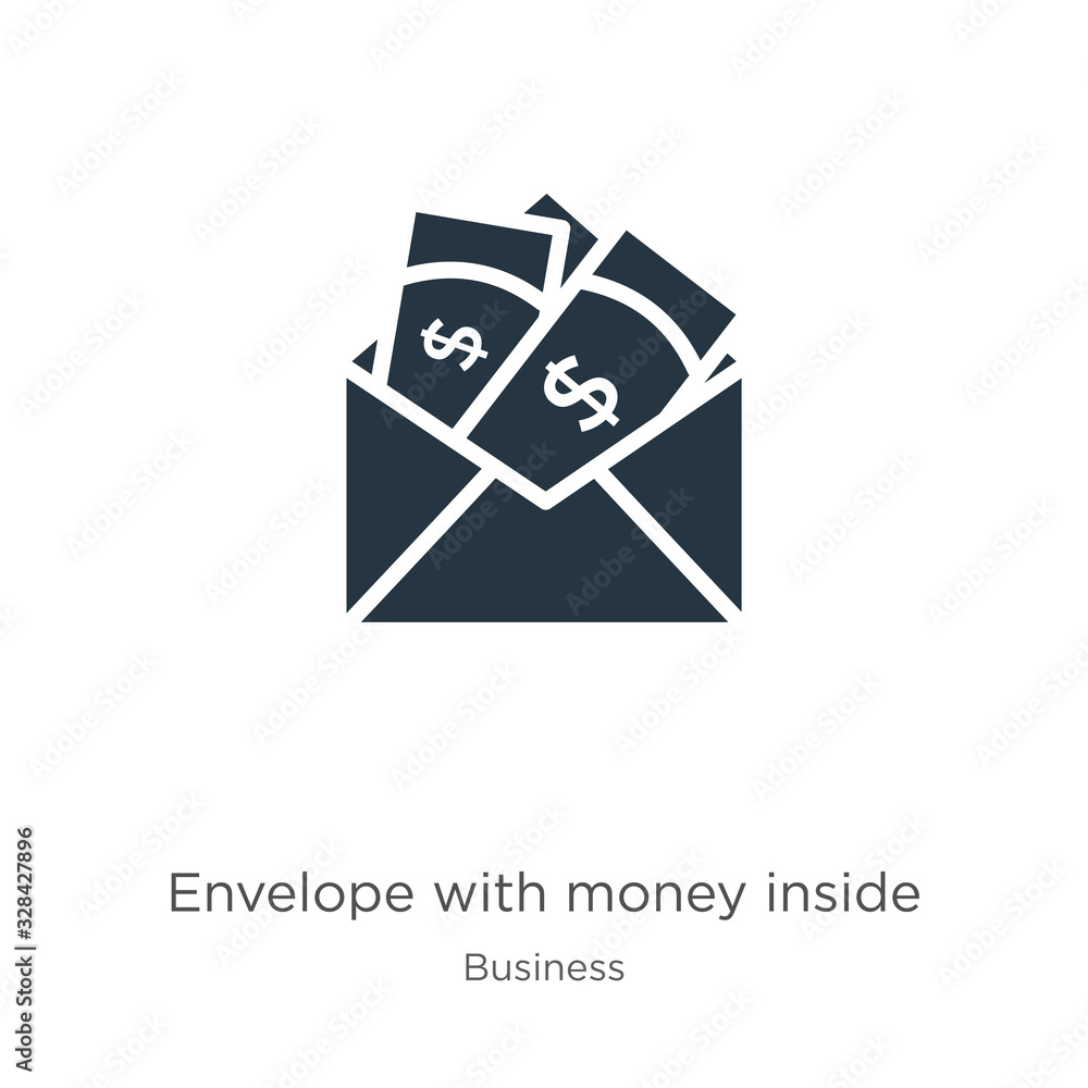 Poster envelope with money inside icon vector. trendy flat envelope with money inside icon from business co